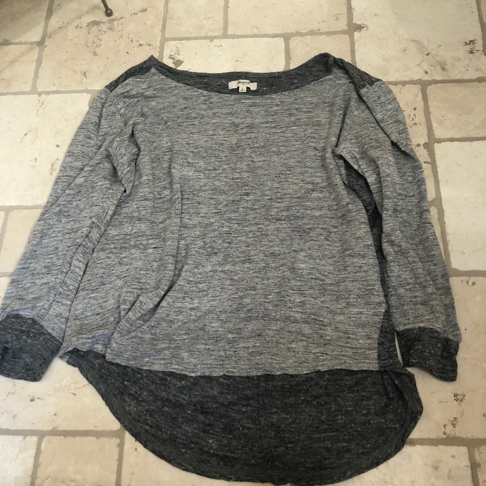 Madewell two-tone gray linen long sleeve